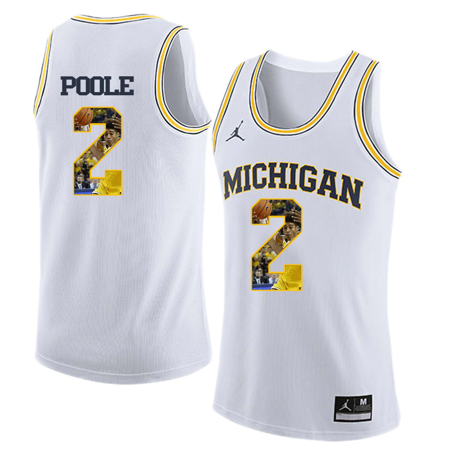 Men Jordan University of Michigan Basketball White #2 Poole Fashion Edition Customized NCAA Jerseys